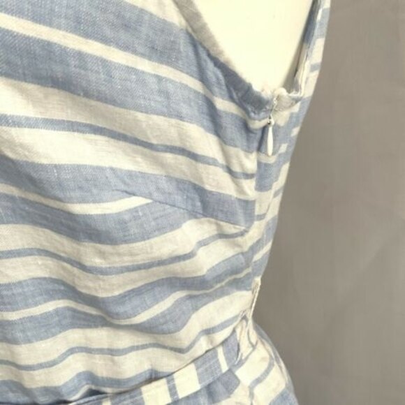 100% Linen Sigrid Olsen Midi Dress Blue White Dutch Stripe 10 - Picture 7 of 12